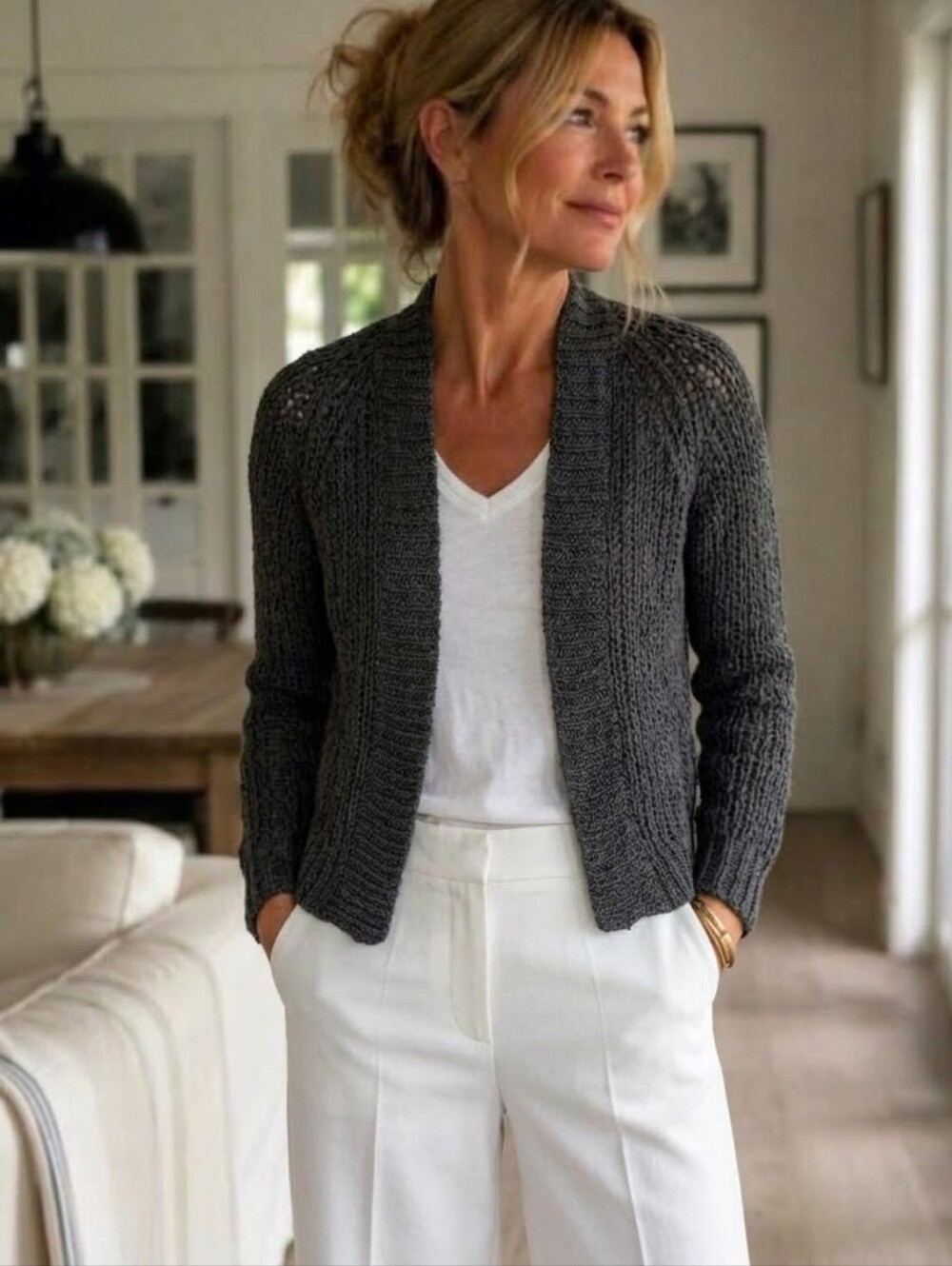 Isabel Benenato Open Knit Cardigan Sweater